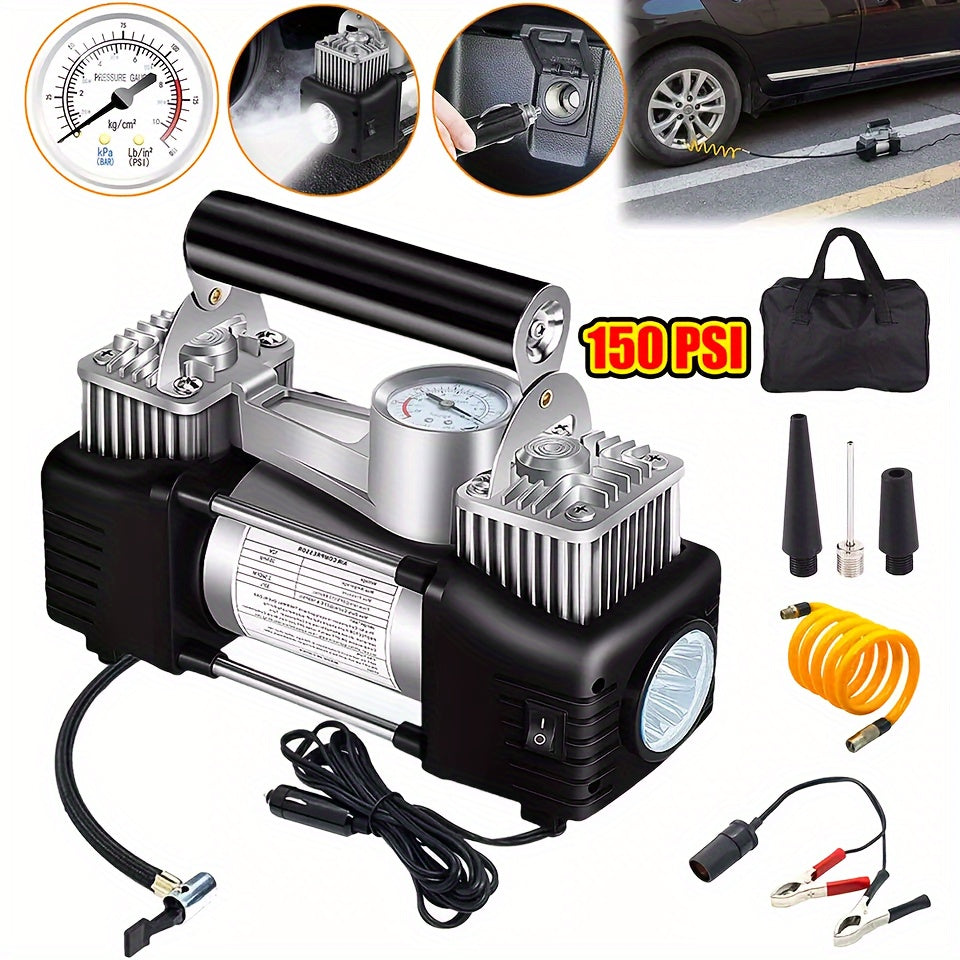 TEMU High-performance Heavy Duty Portable Air Compressor - Quick Car Tire Inflator With Auto 12v Electric Pump - Durable, Versatile & Effortless