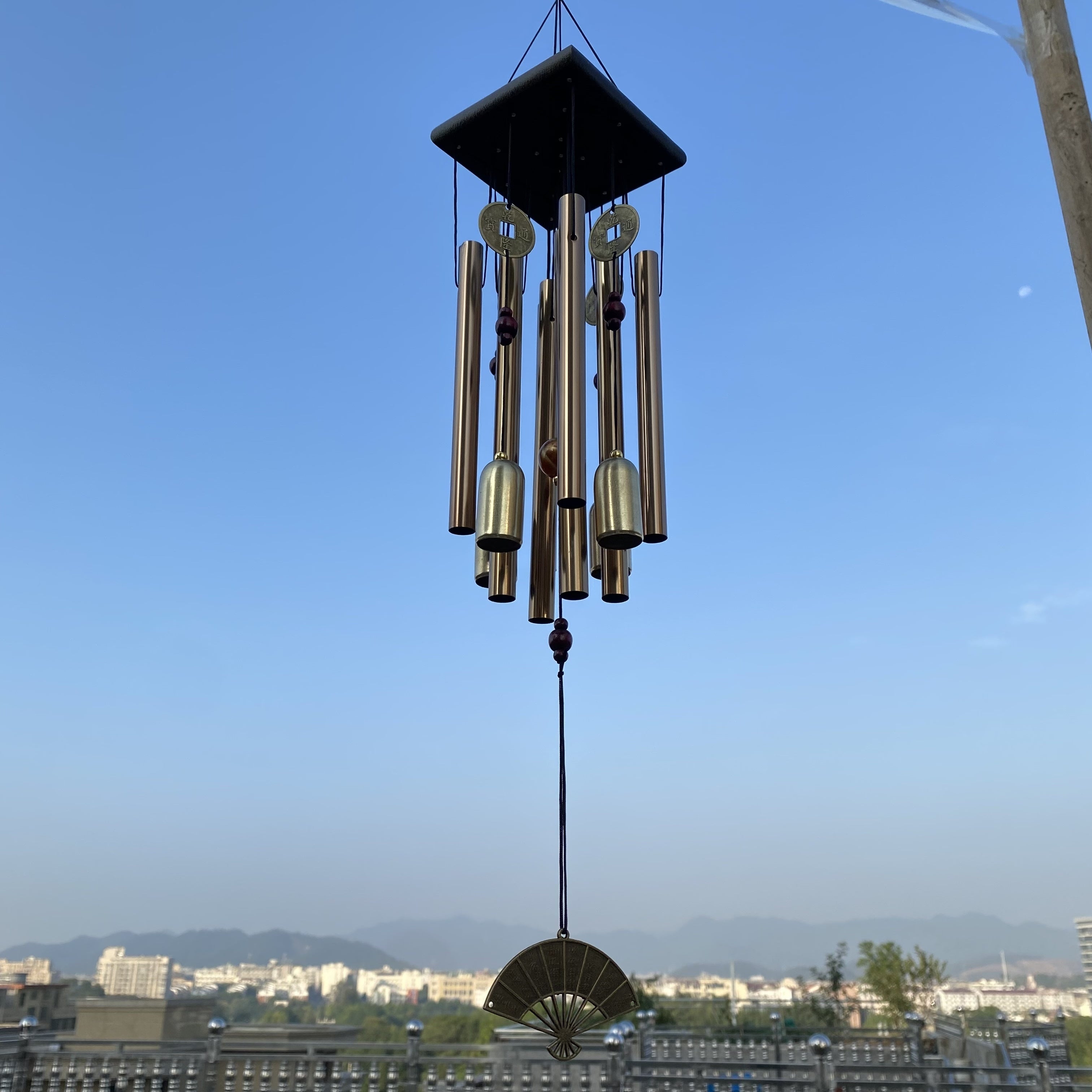 TEMU Extra Large Antique Copper Wind Chime - 25.6" Tall Outdoor- Wind- Bells With Metal & Wood Tubes, & Soothing Sound For,, Zen Meditation -