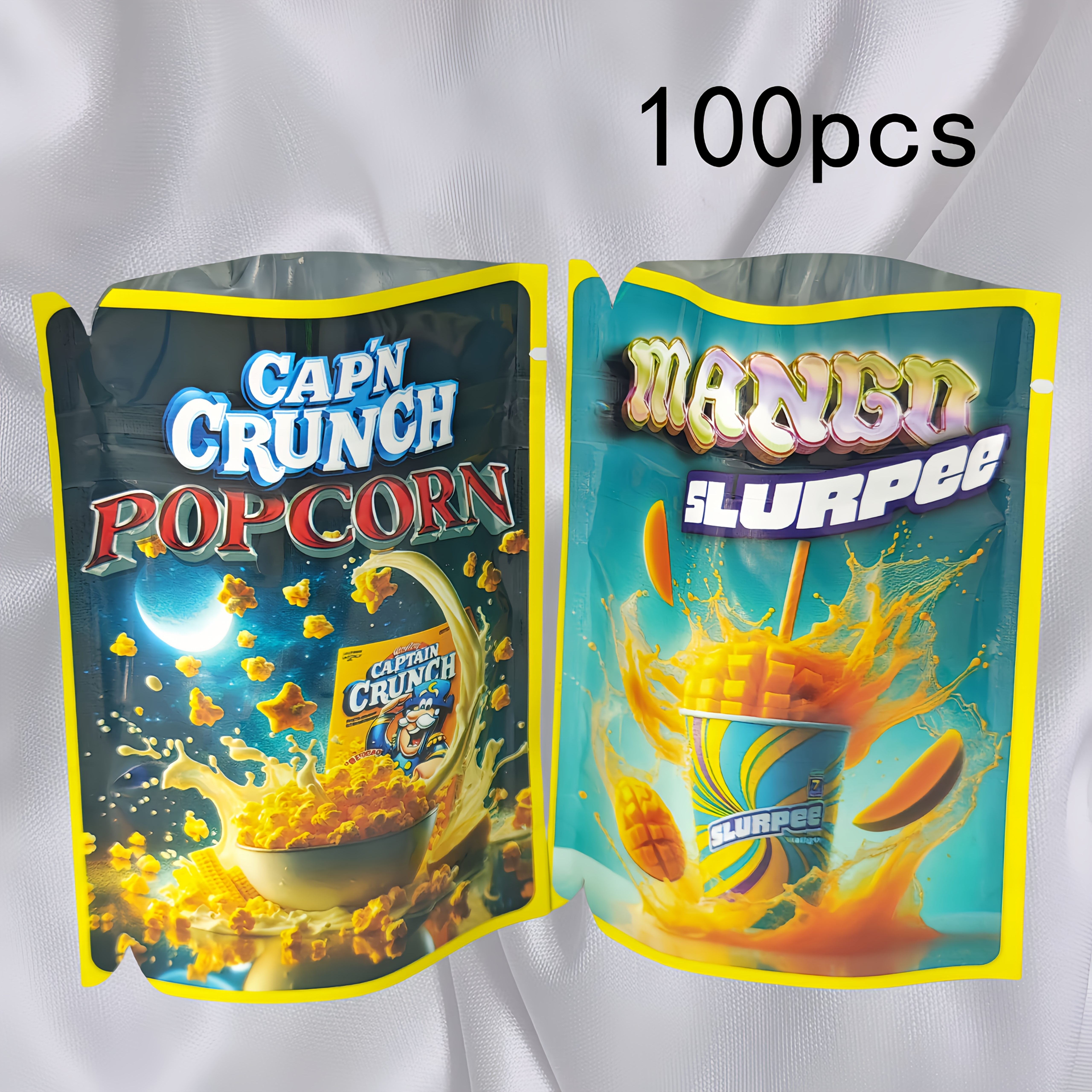 TEMU 100pcs, 10 Styles Mixed Patterns, 3.5gmylar Bags, Reusable Bags, Waterproof, Odor Proof Sealing Zipper Bags, Plastic Wrapping Bags, Candy Bags,