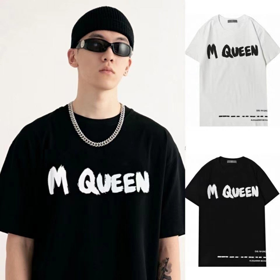 mens t shirts Letter Print T Shirts luxury Black Fashion Designer Summer High Quality Top mcqueen Short Sleeve Size S-5XL