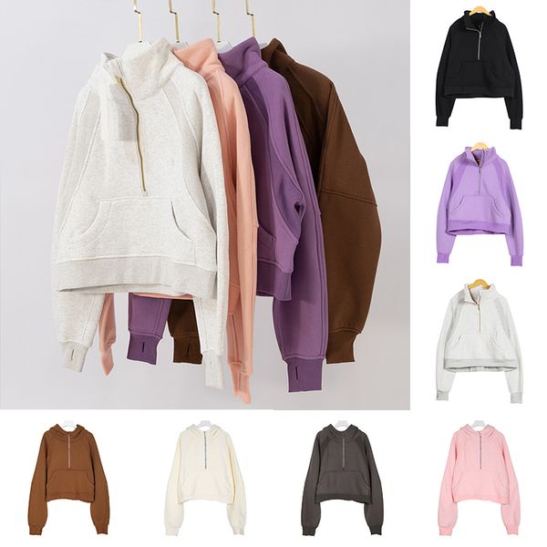 LULUSLEMONS winter yoga and Autumn scuba hoodie womens Ps Veet Thickening jackets hoodys sports half zipper terry designers sweater c llolg
