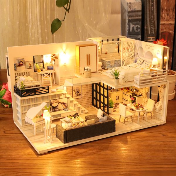Accessories CUTEBEE DIY Wooden Doll Mini House Furniture Kit Children&#039;s Toys Christmas Gift 230427