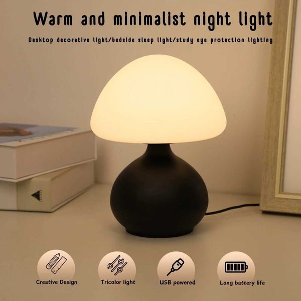 Modern creative mushroom table lamp USB powered - LED bedside lamp for living rooms bedrooms study rooms and home offices Z250211