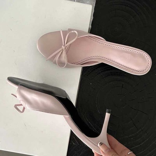Sandals Eilyken Butterfly-knot Peep Toe Women Slippers Fashion Thin Heels Sandals Casual Party Dress Slide Summer Shoes Q241121