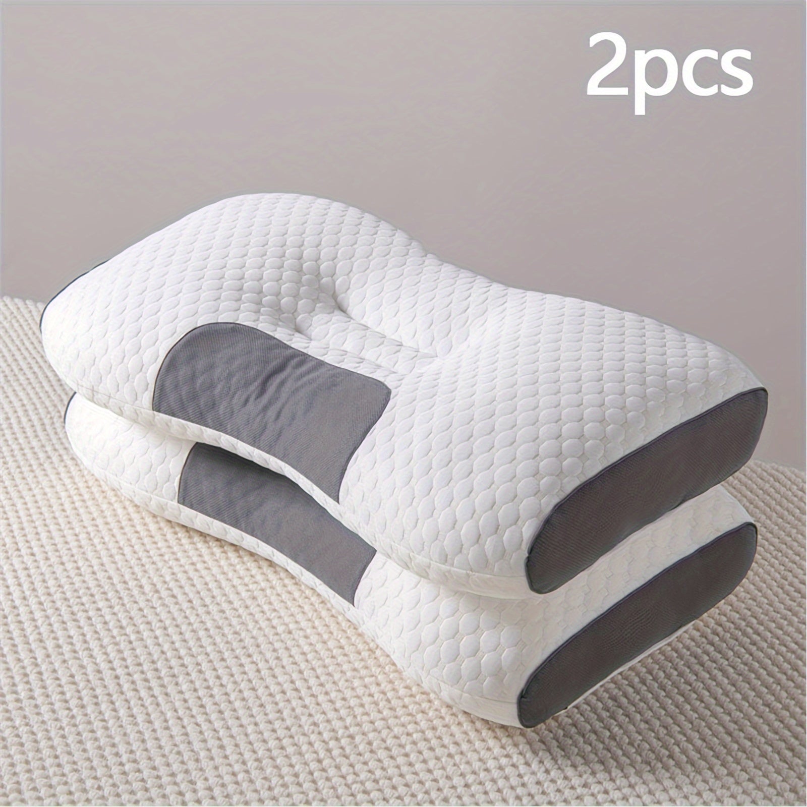 TEMU 2pcs Of Soft Massage Pillows, Pillow Cores With Good And No Sagging, Soft And Comfortable Cervical Pillow, Machine Washable Pillowcases
