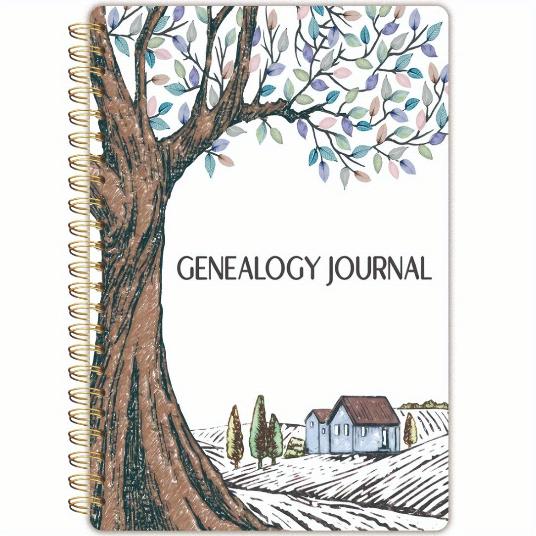 TEMU Notebook - A5 Spiral Bound Journal With Family Tree Organizer, Vintage Design - Heritage Preservation Gift For Parents, Research & Keepsake