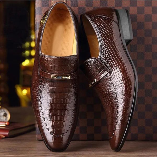 Mens PU Leather Shoes Pattern Men Business Dress Shoes Casual Social Shoe Male Wedding Footwear Zapatos Hombre 250120