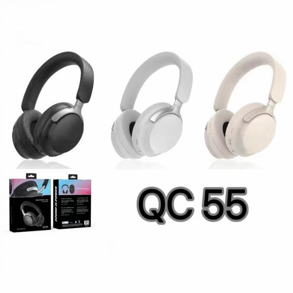 Newest Headphones QC55 Noise Cancelg Headsets Stereo Bluetooth Foldable Sports Headphone Wireless Earphones For Mobile Phones Computers
