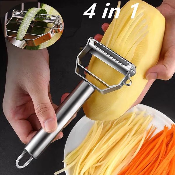 Multi functional kitchen peeler vegetable and fruit peeler stainless steel durable potato slicer household chopper carrot peeler 240829