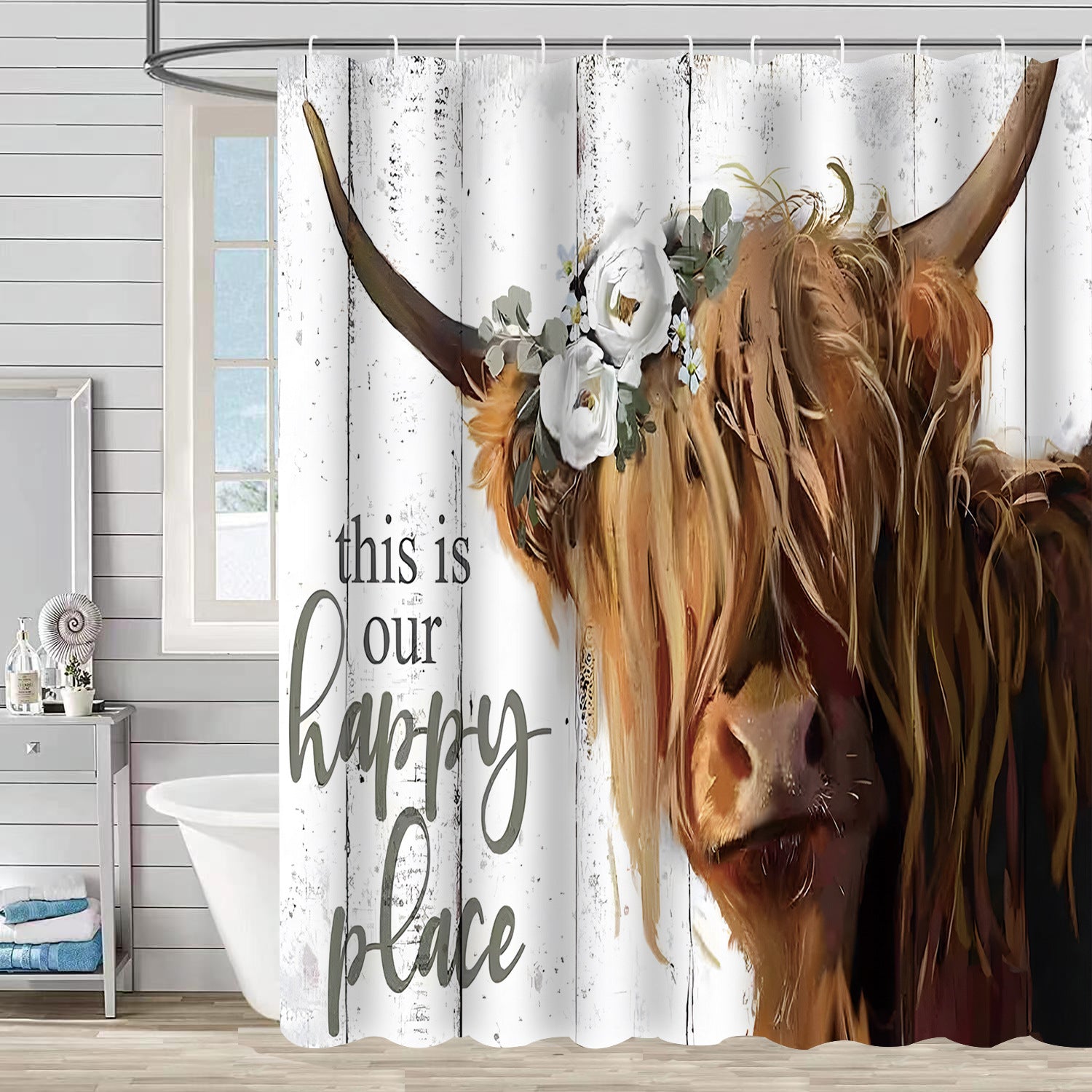 YL-37516 Hot selling digital printed shower curtain animal waterproof, mildew-proof and moisture-proof bathroom dry and wet separation curtain
