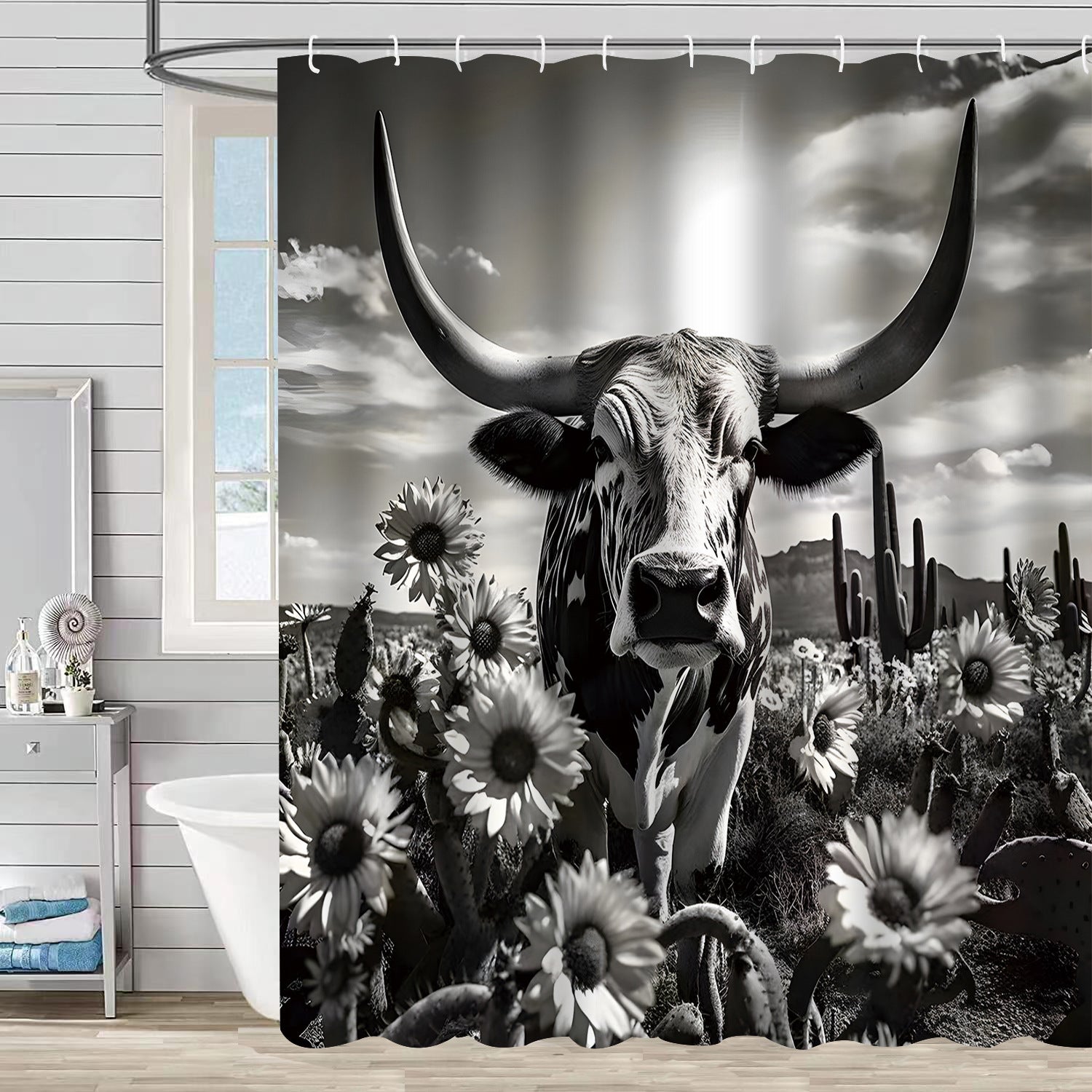 YL-37504 Hot selling digital printed shower curtain animal waterproof, mildew-proof and moisture-proof bathroom dry and wet separation curtain