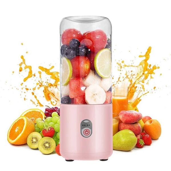 Usb rechargeable portable blender 500Ml fresh fruit juice blender 6-plade electric vibrating cup cute blender smoothie crushing cup W241025