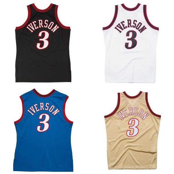 Stitched Basketball Jerseys Allen Iverson 1996-97-98 01-02 black whitemesh Hardwoods classic retro jerseys Men Women Youth S-2XL