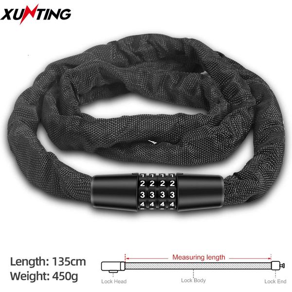 Xunting Bike Lock 135cm 4 Digit Code Combination Security Lock for Bicycle MTB Carbon Anti-theft Lock Mount Bike Accessories 241212