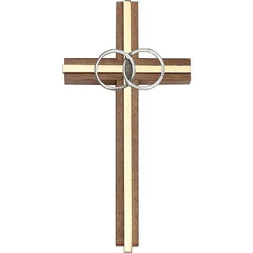 6 inch Marriage Cross, Walnut w- Antique Gold inlay