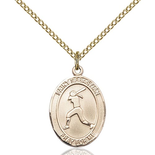 14kt Gold Filled St. Sebastian - Softball Pendant