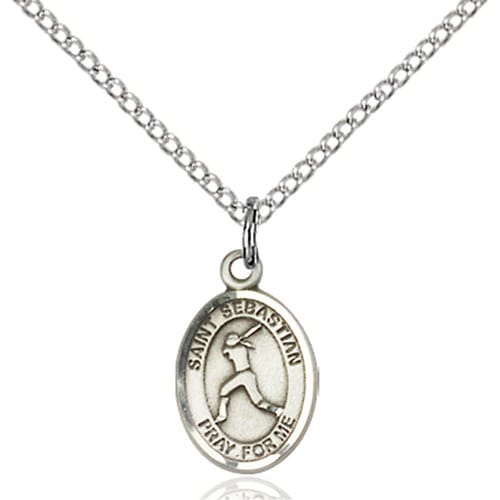 Sterling Silver St. Sebastian Petite Pendant- Softball