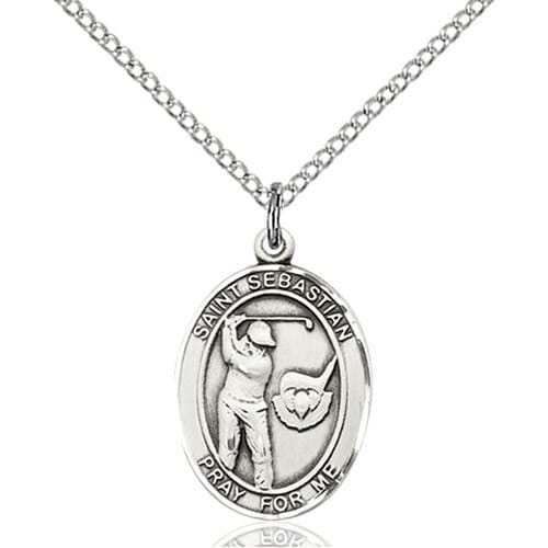 Sterling Silver St. Sebastian - Golf Pendant