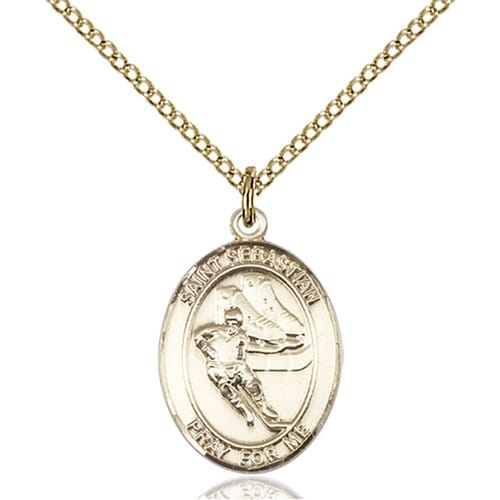 14kt Gold Filled St. Sebastian - Hockey Pendant