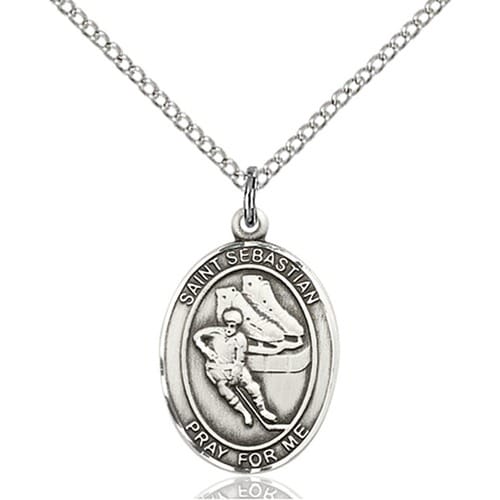Sterling Silver St. Sebastian - Hockey Pendant