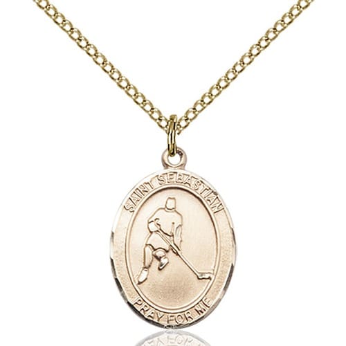 14kt Gold Filled St. Sebastian-Ice Hockey Pendant