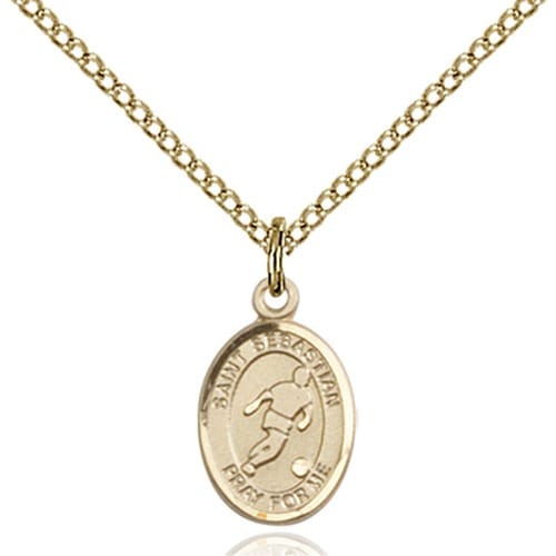 14kt Gold Filled St. Sebastian Petite Pendant-Soccer