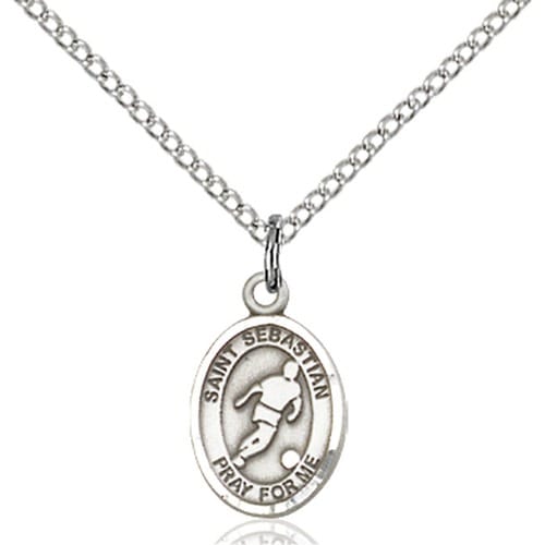 Sterling Silver St. Sebastian Petite Pendant-Soccer