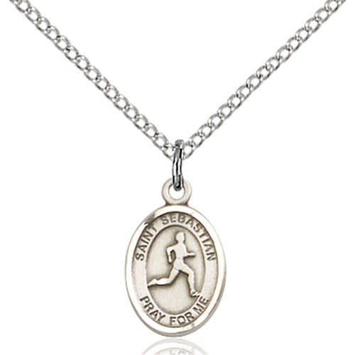 Sterling Silver St. Sebastian Petite Pendant-Track &amp;amp; Field