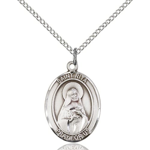 Sterling Silver St. Rita of Cascia - Baseball Pendant