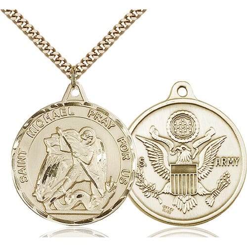 14kt Gold Filled St. Michael Pendant - Army