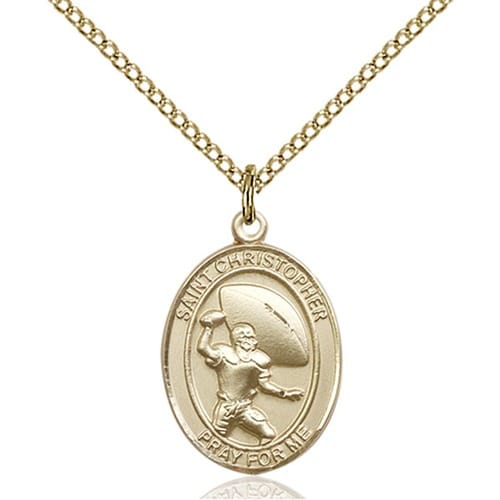 14kt Gold Filled St. Christpher - Football Pendant