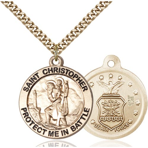 14kt Gold Filled St. Christopher Pendant-Air Force