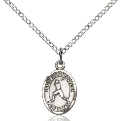 Sterling Silver St. Christopher Petite Pendant-Baseball