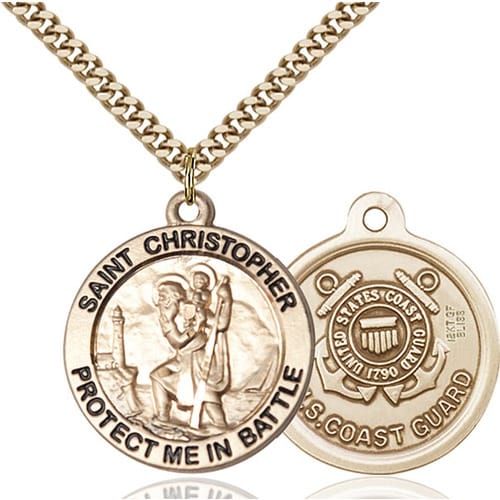 14kt Gold Filled St. Christopher Pendant-Coast Guard