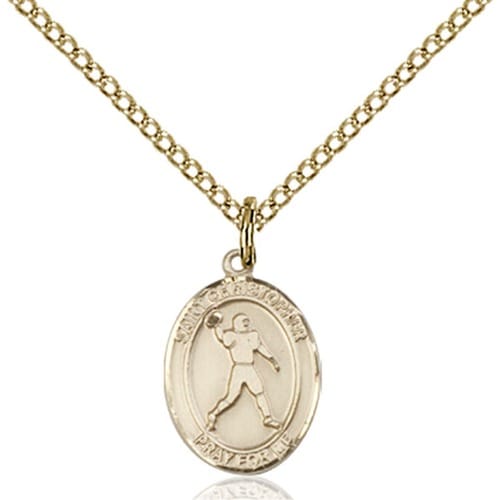 14kt Gold Filled St. Christopher Petite Pendant-Football