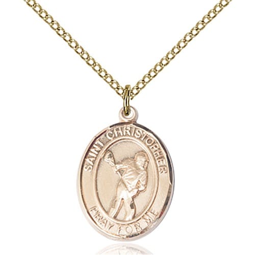 14kt Gold Filled St. Christopher Pendant-Lacrosse