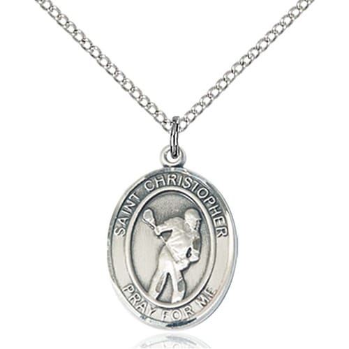 Sterling Silver St. Christopher Pendant-Lacrosse