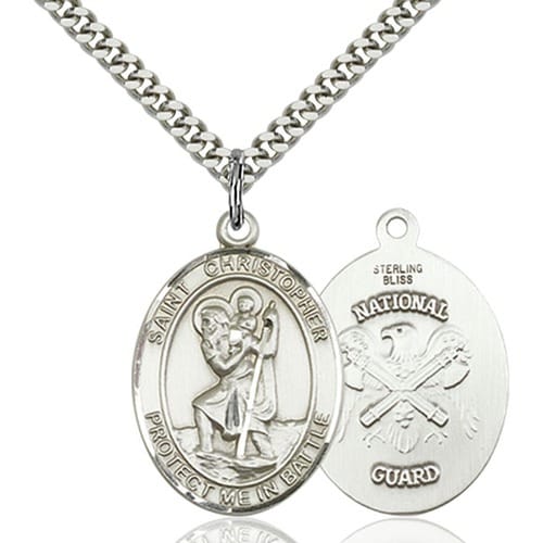 Sterling Silver St. Christopher Pendant-Nat'l Guard
