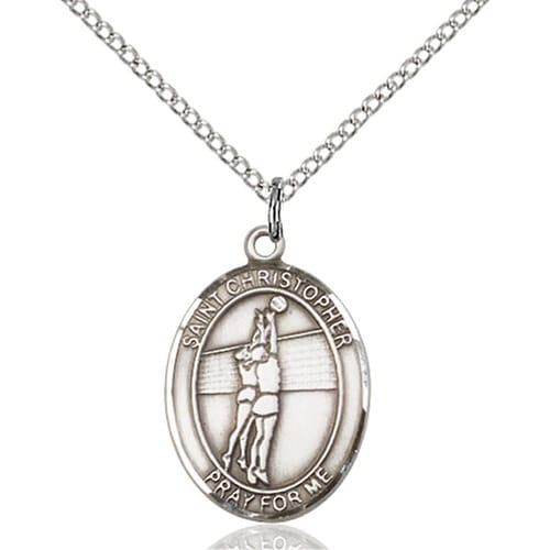 Sterling Silver St. Christopher-Volleyball Pendant