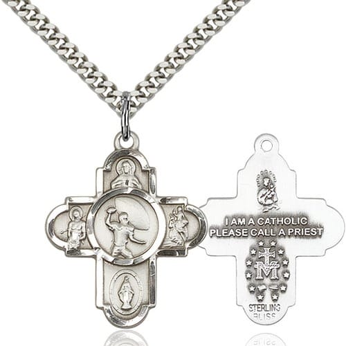 Sterling Silver 5-Way - Football Pendant