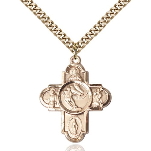 14kt Gold Filled 5-Way Ice Hockey Pendant