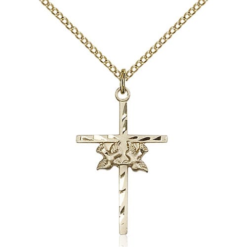 14kt Gold Filled Doves - Cross Pendant