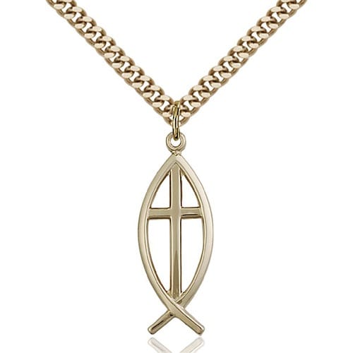 14kt Gold Filled Fish - Cross Pendant