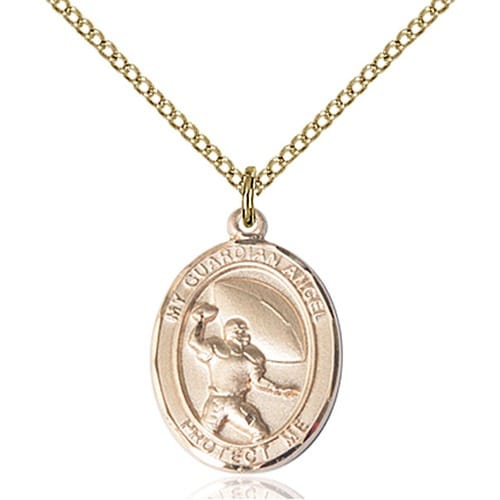 14kt Gold Filled Guardian Angel - Football Pendant