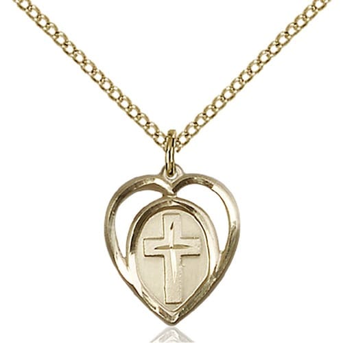 14kt Gold Filled Heart - Cross Pendant