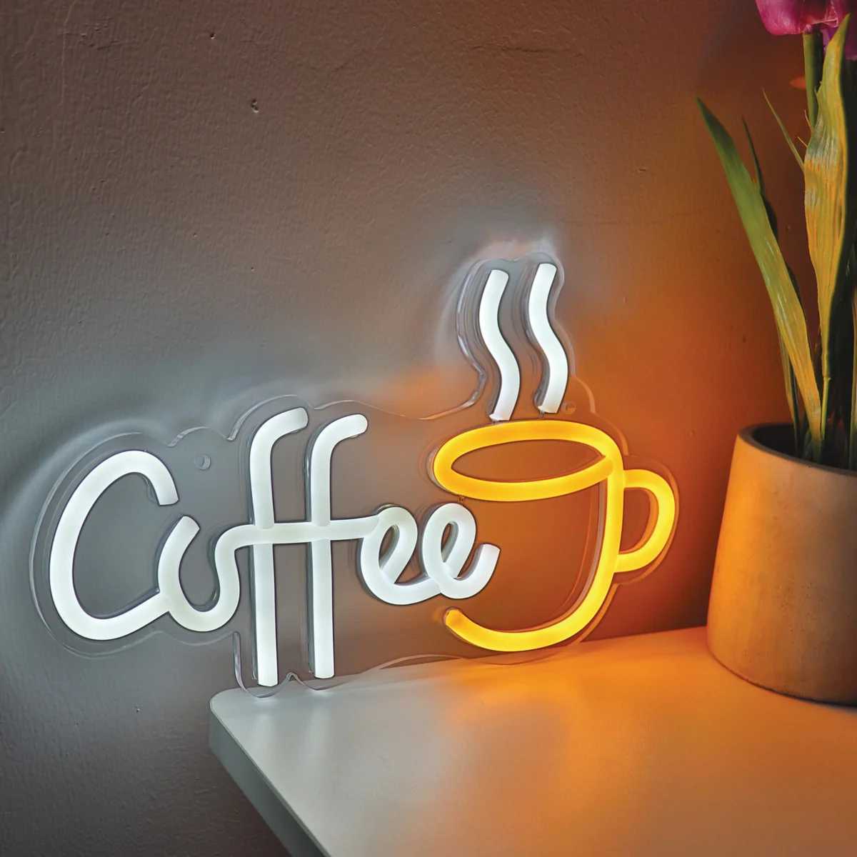 1PC Creative Coffee Cup LED Neon Sign Light Used for Party Room Bar Club Milk Coffee Shop Wall Decoration 11.1 inches * 6.73 inches B240817