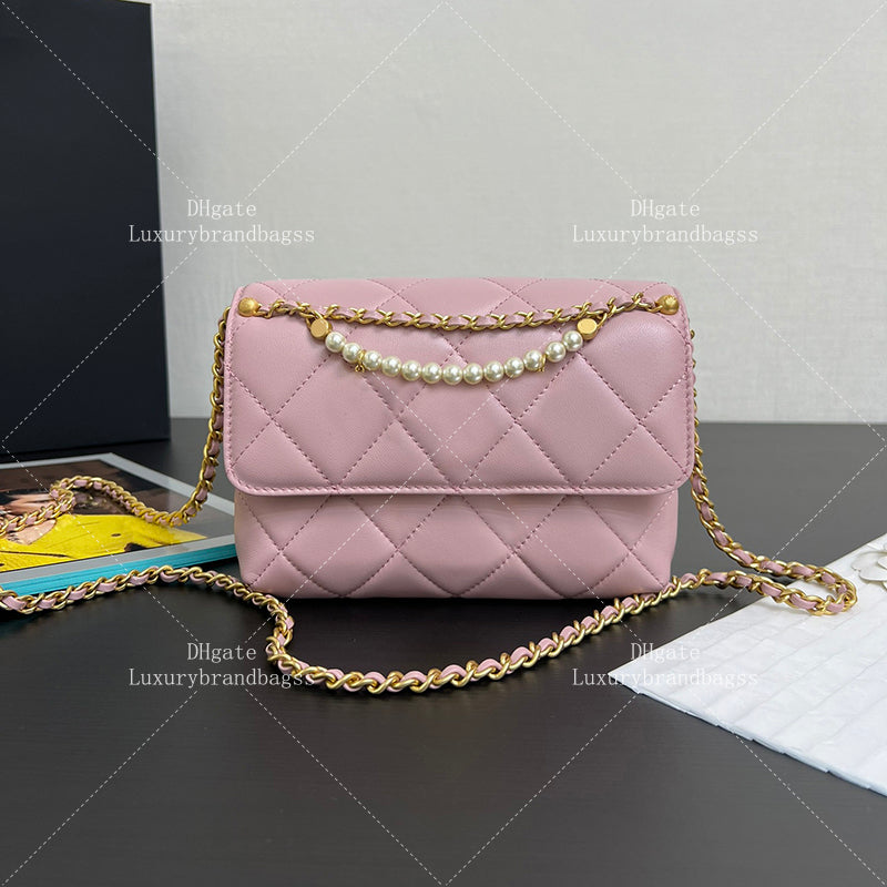 Crossbody Bag Designer Flap Bag 20cm Imitation Pearls Chain Bag 10A Mirror Quality Lambskin Evening Bag With Box 24C49