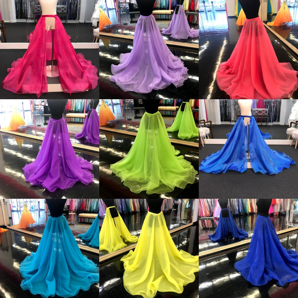 Petticoats Detachable Over Skirt Organza Overskirt Train 200 Colors Any Size Girl Lady Women Adult 3-Layers Bridal Long Train Wedding Skirts Photo S