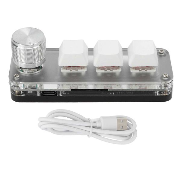 Mini 3 Key Keypad Mechanical White Gaming Keyboard Programmable One Handed for Office Games Music Industrial ControlC250114