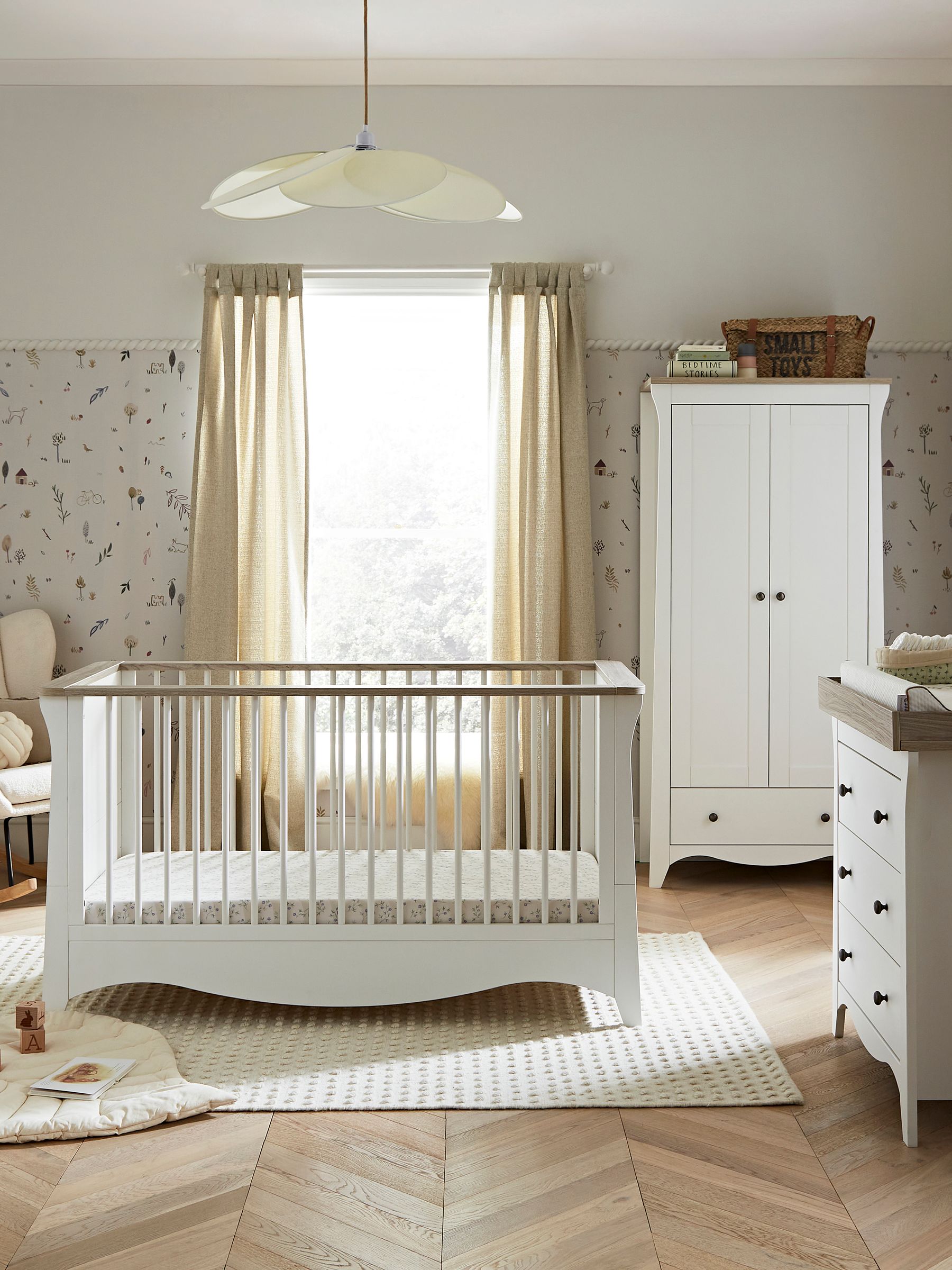 CuddleCo 3 Piece White Ash Cashmere Clara Nursery Furniture Set ONE